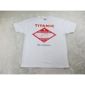 VINTAGE Titanic Shirt Mens Extra Large White Star Line The Exhibition 90s*
